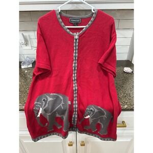 terazzo red short sleeve embroidered sweater with elephants alabama‎ 1x